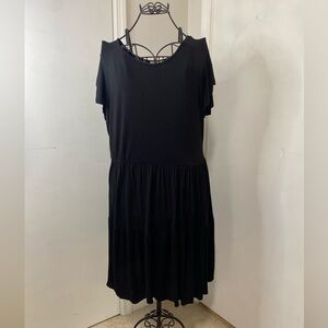 Forever Rose Couture Women 3X Black Tiered Short Sleeve Knee Length Dress Casual